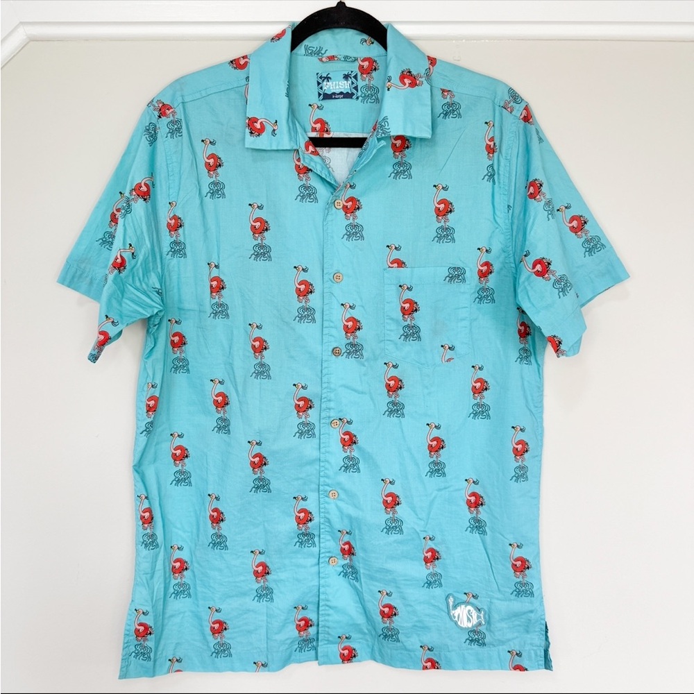 Phish Riviera Maya 2023 Pups in Trouble Aqua Flamingo Button Down Shirt Men’s XL